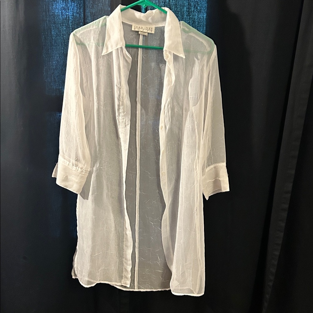 Vintage Charlotte Russe Sheer White Button Down Shirt